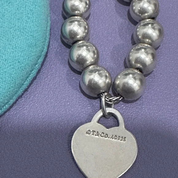 Tiffany & Co. Silver Bead Bracelet with Heart Tag - Picture 7 of 12
